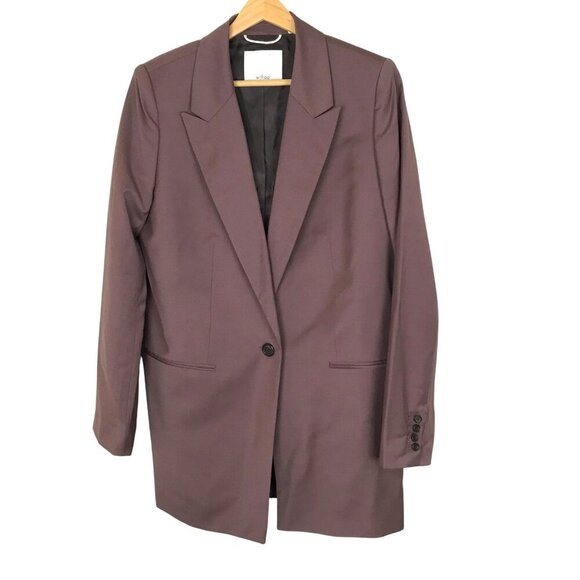 Aritzia Wilfred Belcastel Blazer Jacket Oversized Brown Tailored Women's Medium - Picture 3 of 8